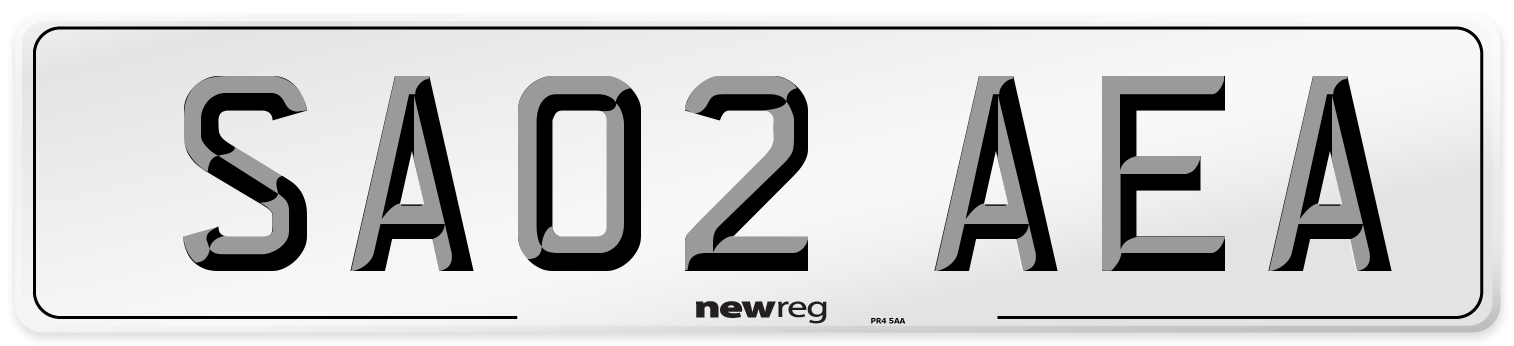 SA02 AEA Number Plate from New Reg
